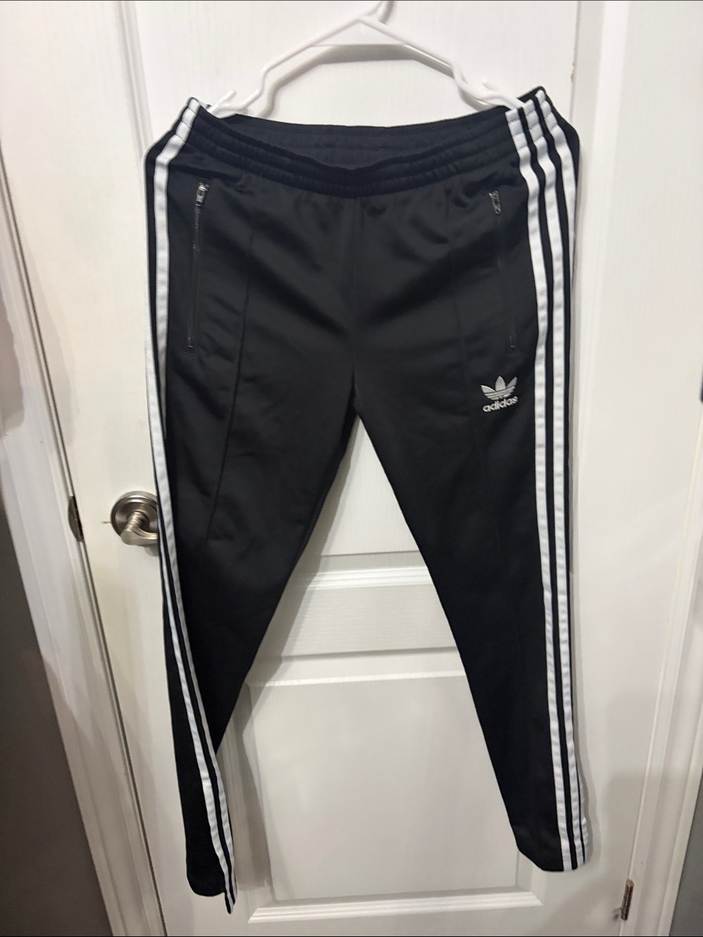 adidas Black Jogger Pants with White Triple Stripes